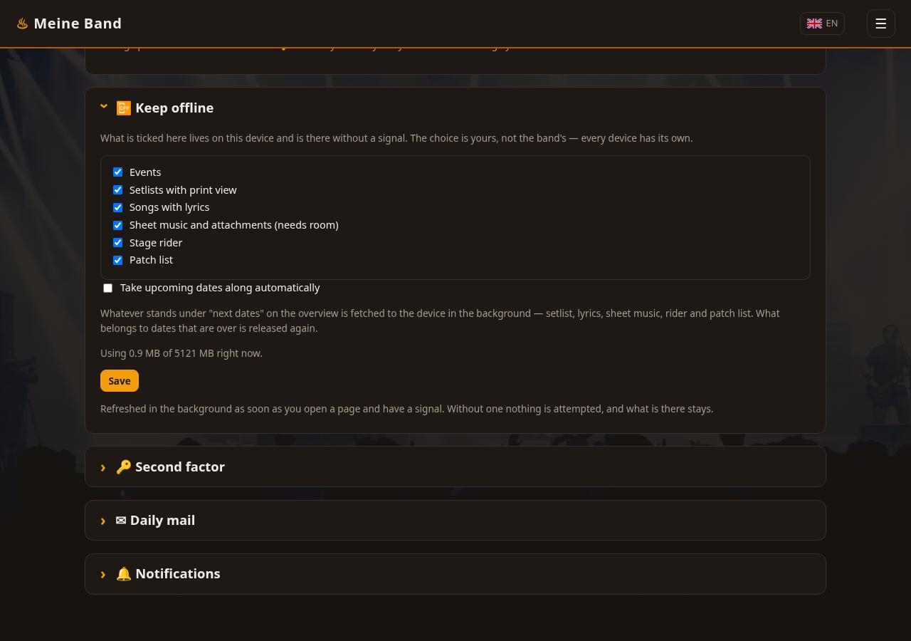 Profile selection of what stays offline on the phone