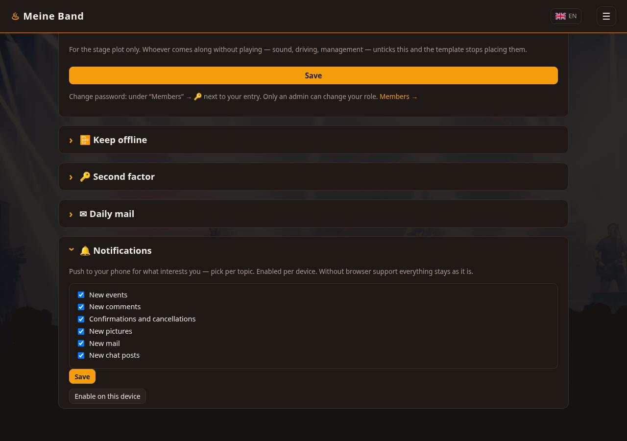 Notification settings with topics per device
