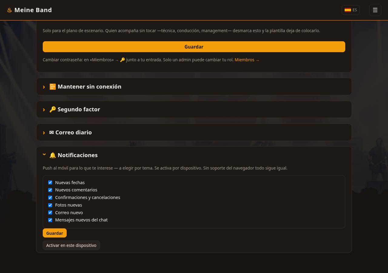 Ajustes de notificaciones, por tema y dispositivo